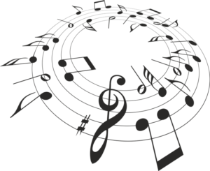 Vinilo de Notas Musicales en Pentagrama Circular