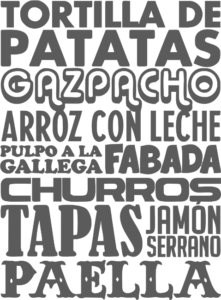 Vinilo de Adhesivo con Nombres de Platos de Cocina