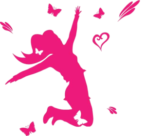 Adhesivo de chica saltando enamorada