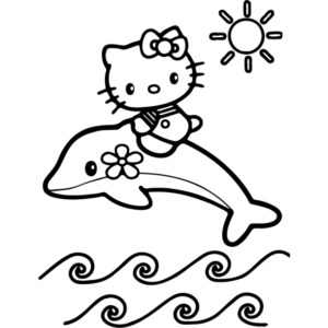 Vinilo Adhesivo de Hello Kitty con un Delfín