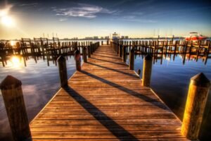 Mural de Muelle de Madera en 3D